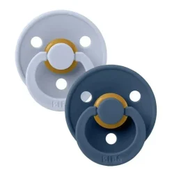 BIBS - 2Pk Dusty Blue/Steel Blue Rubber Natural Baby Chupeta, 6/18M