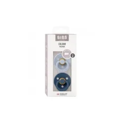 BIBS - 2Pk Dusty Blue/Steel Blue Rubber Natural Baby Chupeta, 6/18M
