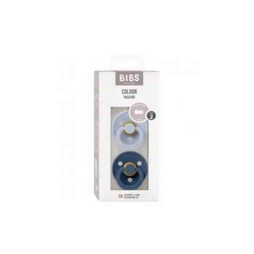 BIBS - 2Pk Dusty Blue/Steel Blue Rubber Natural Baby Chupeta, 6/18M