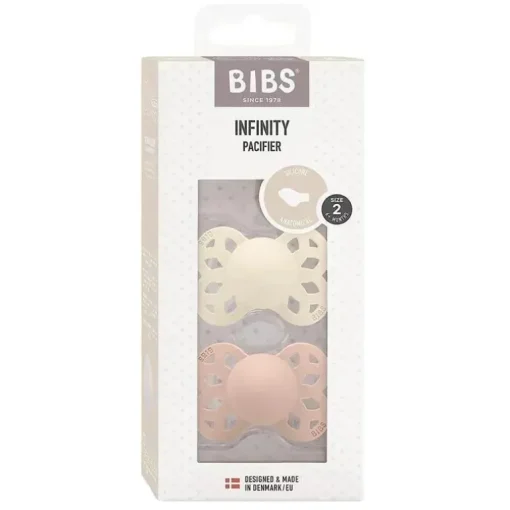 BIBS - 2Pk Ivory/Blush Infinity Chupeta Anatômica, 6/18M