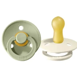 BIBS - 2Pk Sage/Ivory Natural Rubber Baby Chupeta, 0/6M