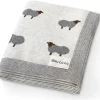 Bleu La La - 100% Luxury Cotton Swaddle Receiving Baby Blanket, Sheep Ivory