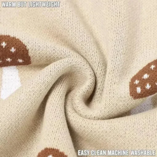 Bleu La La - 100% Luxury Cotton Swaddle Receiving Baby Blanket, Mushroom Camel