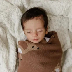 Bleu La La - 100% Luxury Cotton Receiving Swaddle Baby Blanket - Deer