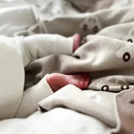 Bleu La La - 100% Luxury Cotton Receiving Swaddle Baby Blanket, Cars Cream
