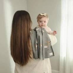 Bleu La La - 100% Luxury Cotton Receiving Swaddle Baby Blanket - Deer
