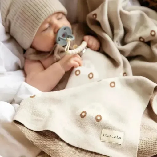 Bleu La La - 100% Luxury Cotton Receiving Swaddle Baby Blanket, Cars Cream