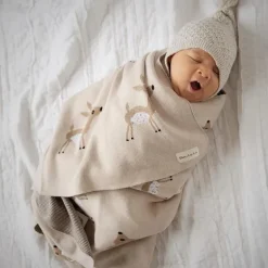 Bleu La La - 100% Luxury Cotton Receiving Swaddle Baby Blanket - Deer