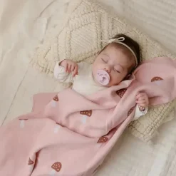 Bleu La La - 100% Luxury Cotton Swaddle Receiving Baby Blanket, Mushroom Camel