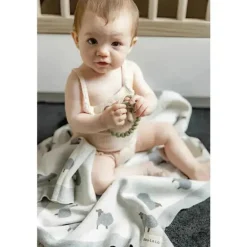 Bleu La La - 100% Luxury Cotton Swaddle Receiving Baby Blanket, Sheep Ivory