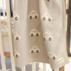 Bleu La La - 100% Luxury Cotton Receiving Swaddle Baby Blanket, Cars Cream