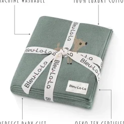 Bleu La La - 100% Luxury Cotton Receiving Swaddle Baby Blanket - Deer