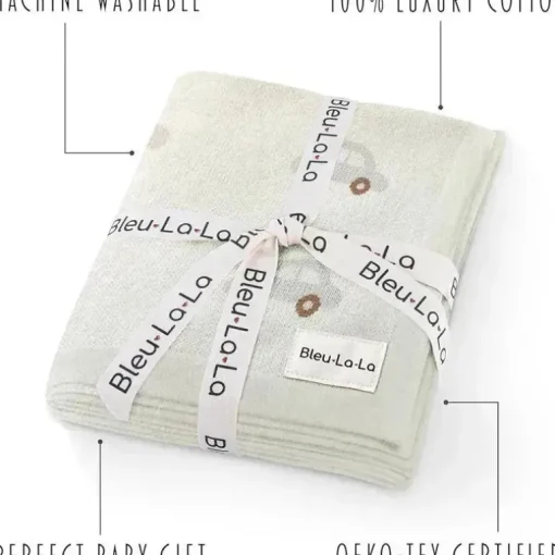 Bleu La La - 100% Luxury Cotton Receiving Swaddle Baby Blanket, Cars Cream