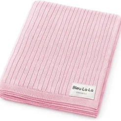 Bleu La La - 100% Luxury Organic Cotton Ribbed Baby Swaddle Blanket, Pink