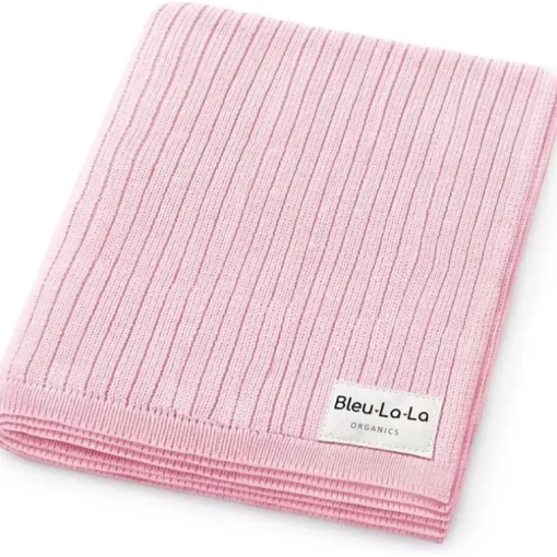 Bleu La La - 100% Luxury Organic Cotton Ribbed Baby Swaddle Blanket, Pink