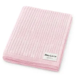 Bleu La La - 100% Luxury Organic Cotton Ribbed Baby Swaddle Blanket, Bluh Pink