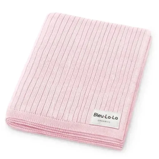 Bleu La La - 100% Luxury Organic Cotton Ribbed Baby Swaddle Blanket, Bluh Pink