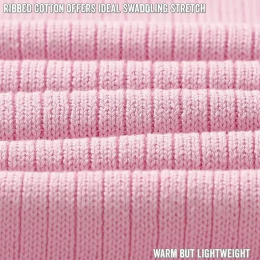 Bleu La La - 100% Luxury Organic Cotton Ribbed Baby Swaddle Blanket, Pink