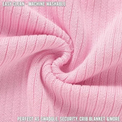 Bleu La La - 100% Luxury Organic Cotton Ribbed Baby Swaddle Blanket, Pink
