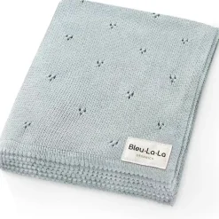 Bleu La La - 100% Organic Cotton Pointelle Swaddle Receiving Baby Blanket, | Powder Blue