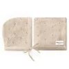 Bleu La La - 100% Organic Cotton Luxury Organic Blanket + Bonnet Hat Set, Beige