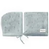 Bleu La La - 100% Organic Cotton Luxury Organic Blanket + Bonnet Hat Set, Blue