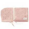 Bleu La La - 100% Organic Cotton Luxury Organic Blanket + Bonnet Hat Set, Pink