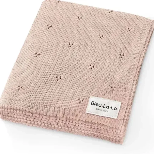 Bleu La La - 100% Organic Cotton Pointelle Swaddle Receiving Baby Blanket, Ballet Slippers