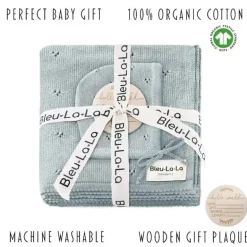 Bleu La La - 100% Organic Cotton Luxury Organic Blanket + Bonnet Hat Set, Beige