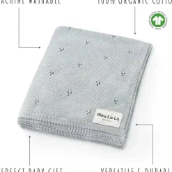 Bleu La La - 100% Organic Cotton Pointelle Swaddle Receiving Baby Blanket, | Powder Blue
