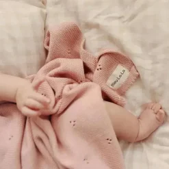 Bleu La La - 100% Organic Cotton Pointelle Swaddle Receiving Baby Blanket, Ballet Slippers