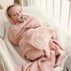 Bleu La La - 100% Organic Cotton Pointelle Swaddle Receiving Baby Blanket, Ballet Slippers