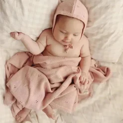 Bleu La La - 100% Organic Cotton Pointelle Swaddle Receiving Baby Blanket, Ballet Slippers