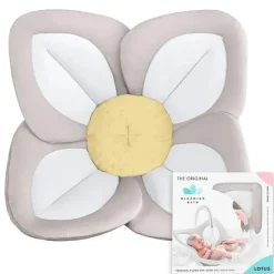 Blooming Bath - Almofada de banheira para pia de bebê Lotus Plush Minky, cinza