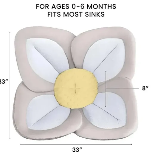 Blooming Bath - Almofada de banheira para pia de bebê Lotus Plush Minky, cinza