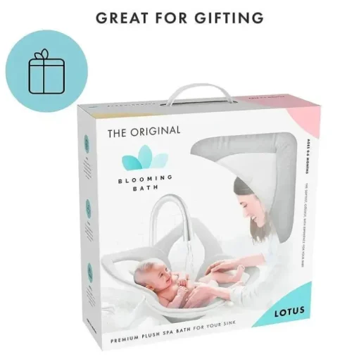 Blooming Bath - Almofada de banheira para pia de bebê Lotus Plush Minky, cinza