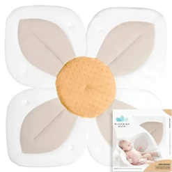 Blooming Bath - Almofada para pia de tapete de banho com flor de lótus, creme de manteiga