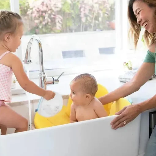 Bloomingbath.com - Tapete de banho de flor de papoula - Almofada de banheira para pia para bebê, amarelo
