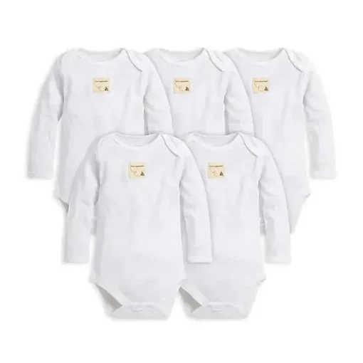 Body de manga comprida Burt's Bees Essentials Baby Essentials 5-Pacote Preemie