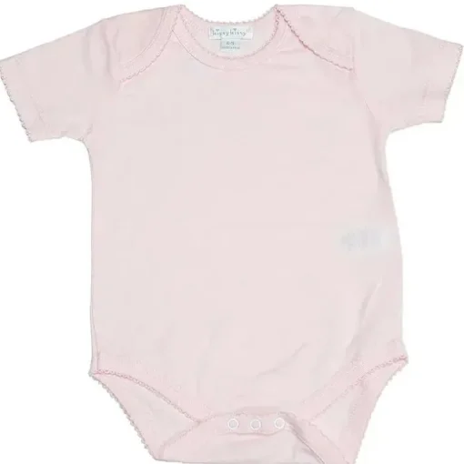 Body de manga curta Kissy Kissy - Baby Girl Pointelle, rosa