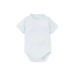 Body de manga curta Kissy Kissy - Baby Boy Pointelle, azul claro