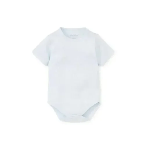 Body de manga curta Kissy Kissy - Baby Boy Pointelle, azul claro