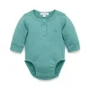 Body Henley de manga comprida Pure Baby - Baby Boy Rib, verde musgo