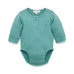 Body Henley de manga comprida Pure Baby - Baby Boy Rib, verde musgo