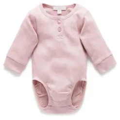 Body Henley de manga comprida Pure Baby - Baby Girl, Lavanda