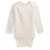 Body Polo Ralph Lauren Baby - Manga Longa Algodão Orgânico Interlock Malha, Rosa
