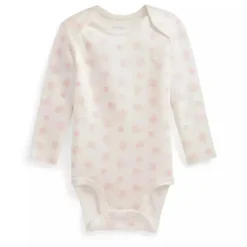 Body Polo Ralph Lauren Baby - Manga Longa Algodão Orgânico Interlock Malha, Rosa