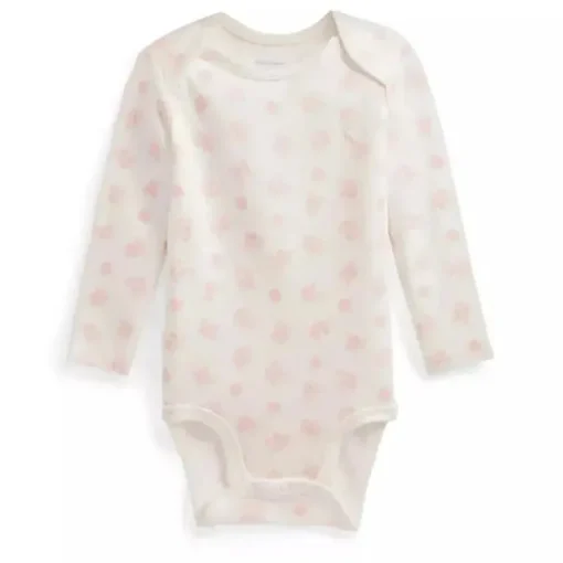 Body Polo Ralph Lauren Baby - Manga Longa Algodão Orgânico Interlock Malha, Rosa