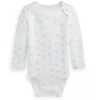 Body Polo Ralph Lauren Baby - Manga Longa Algodão Orgânico Interlock Malha, Azul