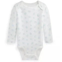 Body Polo Ralph Lauren Baby - Manga Longa Algodão Orgânico Interlock Malha, Azul